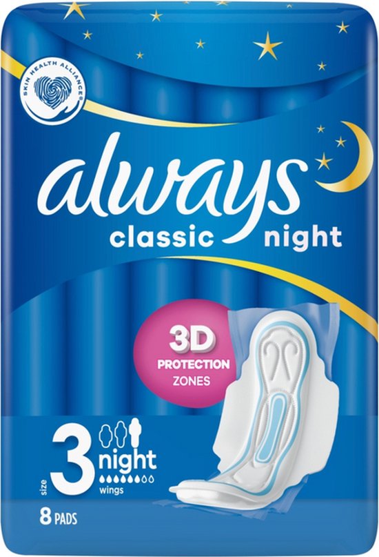 Always Maxi Classic Night Pads- 10 x 8 stuks voordeelverpakking
