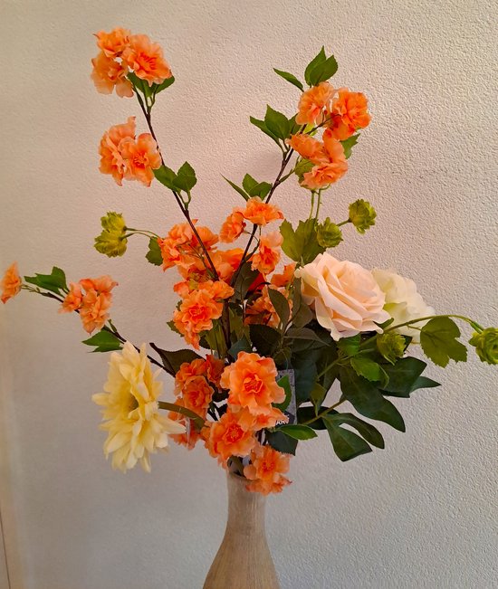 Zijden bloemen, kunstbloemen, nepbloemen - Voorjaars boeket Zalm rose bloesem