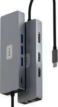 Rolio USB C Hub - Triple Monitor - 2x HDMI 4K - 1x DisplayPort - 1x Ethernet 1Gbps - 1x USB-C - 3x USB 3.0 - Universeel