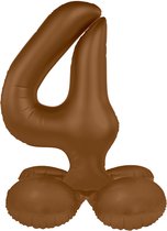 Folat - Staande folieballon Cijfer 4 Chocolate Brown - 41 cm