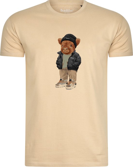 Heren Tee SS met Ballin Est. 2013 Cool Cow Tee Print - Beige - Maat XXL