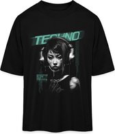 Heren en Dames T Shirt - Muziek - Techno - DJ - Zwart - S