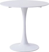 Moderne Eettafel - 4 Persoons Tafel - Hout - Wit - Rond - Industrieel - Wit