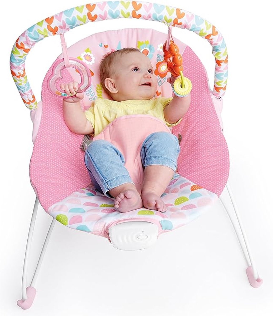 baby-schommelstoel. Babywip, Safari Fun met rustgevende Eenhoorn. roze