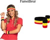 Fameilleur- Zweetbandset- België- EK 2024- feest- Europees kampioenschap- hoofdband+ zweetbandjes- feestartikelen- zweet band set- zweet bandjes- Belgium- Versiering- stadion- zweetband- zweetbanden- hoofdband