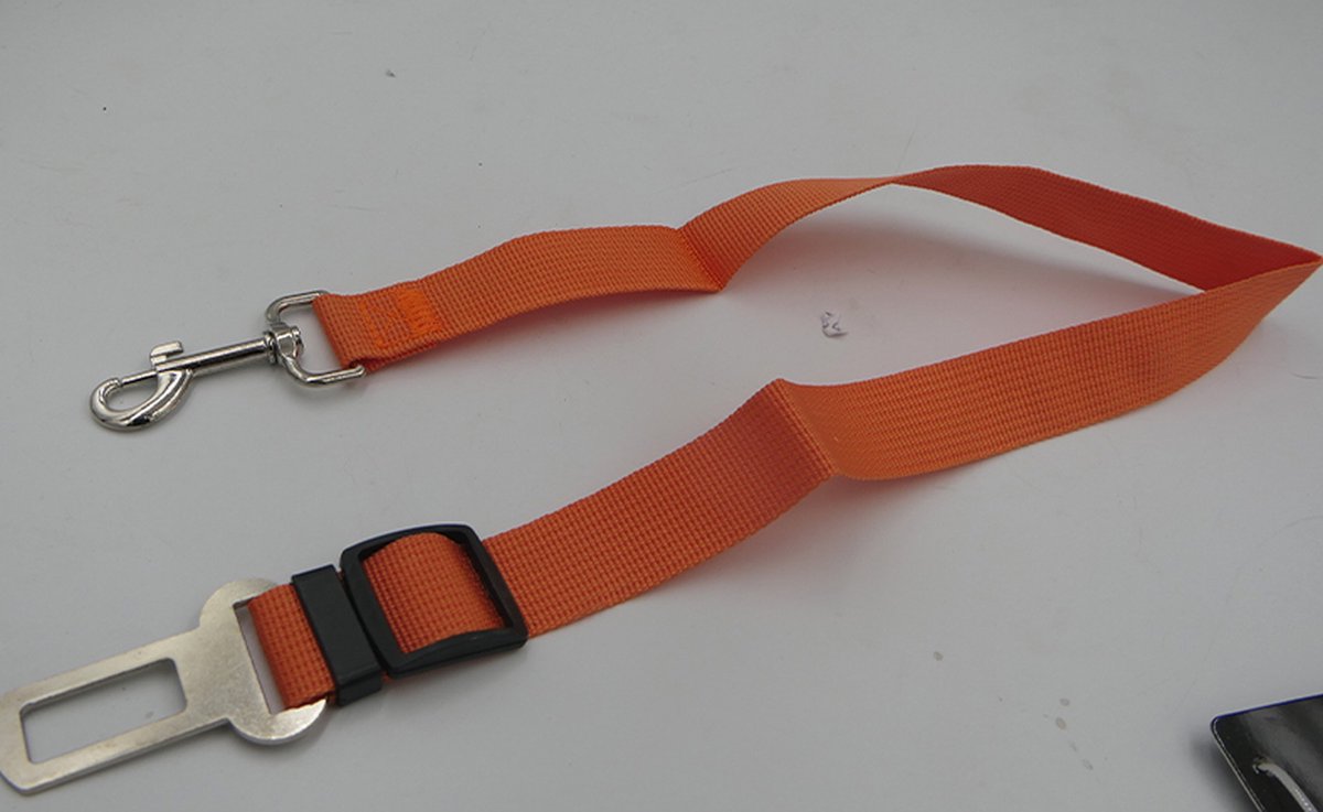 masenzo veiligheidsgordel voor honden oranje polyester en metaal +- 60 cm aanpasbaar