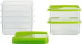 Voedselbewaarcontainers Diepvriescontainers 0,75 L Rechthoekig Hoog 15 x 10 x 7 cm Set van 6 Groen