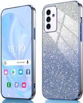 Geschikt voor Samsung S23 FE 5G - Flexibele Zachte Siliconen Hoesje - Glitter - Back Cover Case - Blauw