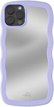 xoxo Wildhearts Wavy mirror case Lilac telefoonhoesje - Geschikt voor iPhone 12 Pro Max - Golvend spiegelhoesje - Wolken hoesje - Schokbestendig - Cloud case - Silicone case met spiegel - Lila / Paars