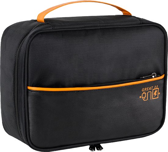 Somstyle Travel Organizer Tas Groot - Opbergtas Voor Kabels & Accessoires - Geschikt voor Tablets tot 12 Inch - Zwart / Oranje