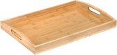Bamboe dienblad met handgrepen, houten dienblad keuken dienblad serveerschaal ontbijt dienblad voor ontbijt thee salontafel keuken decor bed (40 x 28 x 3 cm)