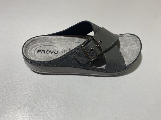 Enova Slippers Heren Sandalen Heren Donkergrijs Leer 44