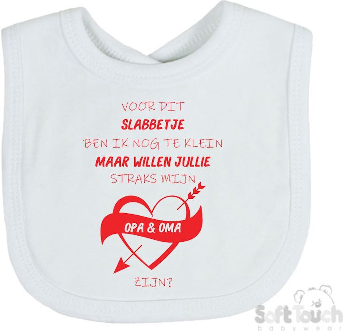 Goedkoopste Soft Touch Slabber Slabbetje Slab Zwangerschap Aankondiging 2.0 Voor dit slabbetje ben ik nog te klein maar willen jullie straks mijn opa & oma zijn Unisex Katoen Wit/rood Maat 33x22 Cm