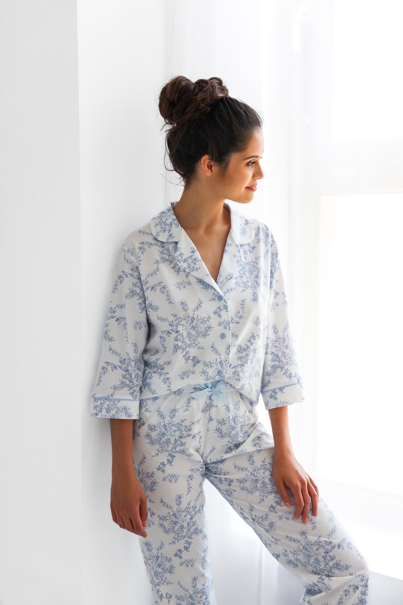 Sensis Katoenen Pyjama Dames Volwassenen | 3/4 Mouw Lange Broek | Rosie 42 / XL