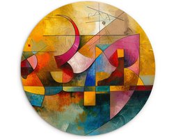 WallCircle® Wandcirkel 60x60 cm - Muurcirkel Kunst - Abstract - Aesthetic - Kleurrijk - Binnen - Muurdecoratie woonkamer - Wanddecoratie slaapkamer - Kamer decoratie accessoires - Ronde schilderijen - Woonaccessoires cirkel binnen