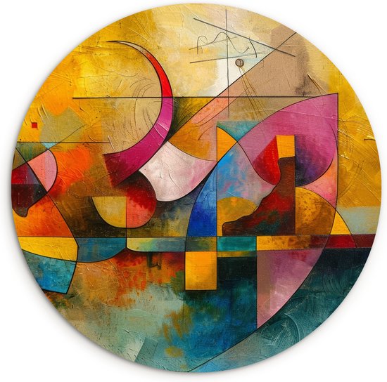 WallCircle® Wandcirkel 60x60 cm - Muurcirkel Kunst - Abstract - Aesthetic - Kleurrijk - Binnen - Muurdecoratie woonkamer - Wanddecoratie slaapkamer - Kamer decoratie accessoires - Ronde schilderijen - Woonaccessoires cirkel binnen