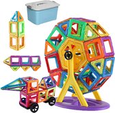 BPgoods Magnetic Tiles - 118 stuks - Magnetische tegels - Montessori speelgoed - Bouwsets - Magnetic toys - Compleet met handige opbergbox