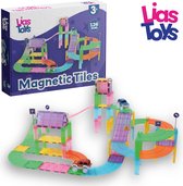 LiasToys® - Magnetic tiles racebaan - Zelfrijdende auto - Magnetische tegels - 126stuks - Magnetisch speelgoed - Magnetic toys - Open ended - Bouw je magna wereld