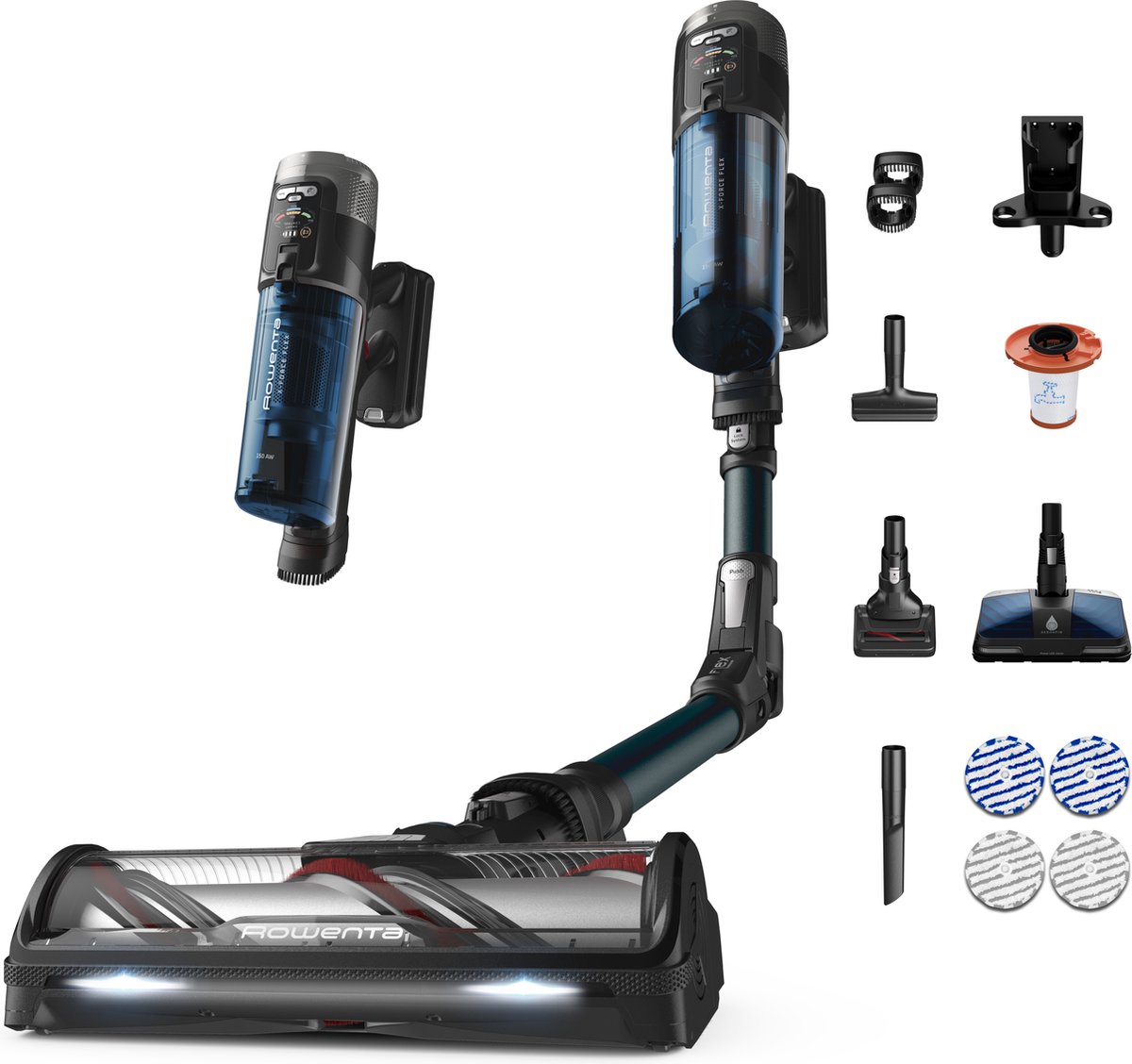Rowenta Rh9ad1 X-force Flex 13.60 Aqua Steelstofzuiger Incl. Kruimelzuiger Blauw