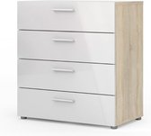 Petra kommode 4 lades eiken decor en wit hoogglans.