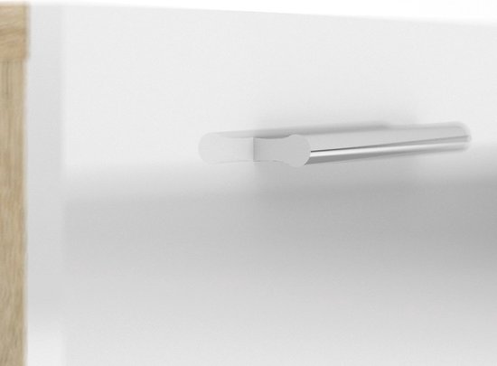 Petra kommode 5 lades eiken decor en wit hoogglans.