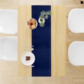 Katoenen tafelloper met ajourmotief voor 8 zitplaatsen | Schots blauw | Afmeting 32 x 230 cm | Eettafeldecoratie - Machinewasbaar