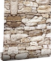 Zelfklevend baksteenbehang, vintage baksteenbehang, steenbehang, decoratieve waterdichte sticker voor meubels, muur, deur (behang bruin, 45 x 300 cm)