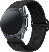 Nylon Stretch Bandje 20mm – Zwart - Horlogebandje geschikt voor Samsung Galaxy Watch 6 / 5 / Pro / 4 / 3 / Active 2 - Garmin Approach / Forerunner / Venu 2 Plus / SQ / Vivomove - Polar Ignite / Unite