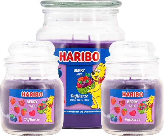 Haribo kaarsen Berrymix set 3 - 1x groot 2x klein