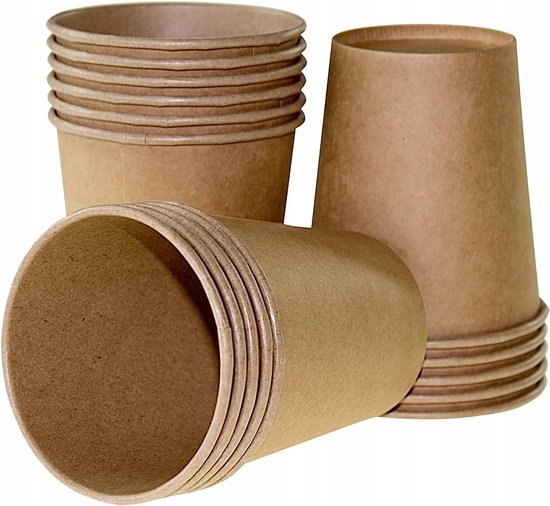 100 kartonnen borden 23cm + 100 kartonnen bekers 240ml + 100 bio servetten 33x33cm - Wegwerp servies - Feest/verjaardag/BBQ/Picknick bordjes - set bio/eco/ Biologisch afbreekbaar- Duurzaam - Milieuvriendelijk van Pavati Essentials — afbeelding 4