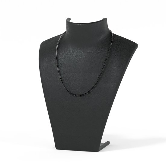 Malinsi Collier Homme - Lien Cubain 60cm - Complet Acier Inoxydable 3mm - Zwart Colliers homme