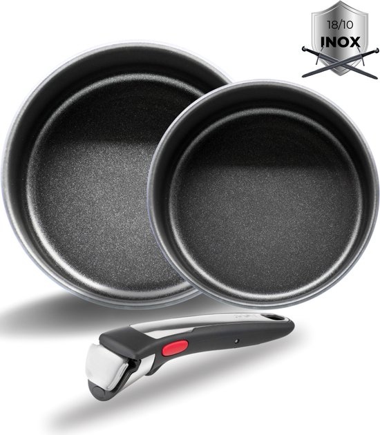Tefal Ingenio Preference On - Set di 2 padelle 24/28 cm + manico rimovibile, induzione, acciaio inossidabile, impilabile, lavabile in lavastoviglie, m | Leroy Merlin