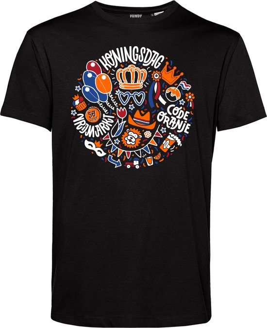 T-shirt Koningsdag Bol | Koningsdag kleding | Oranje Shirt | Zwart | maat XS