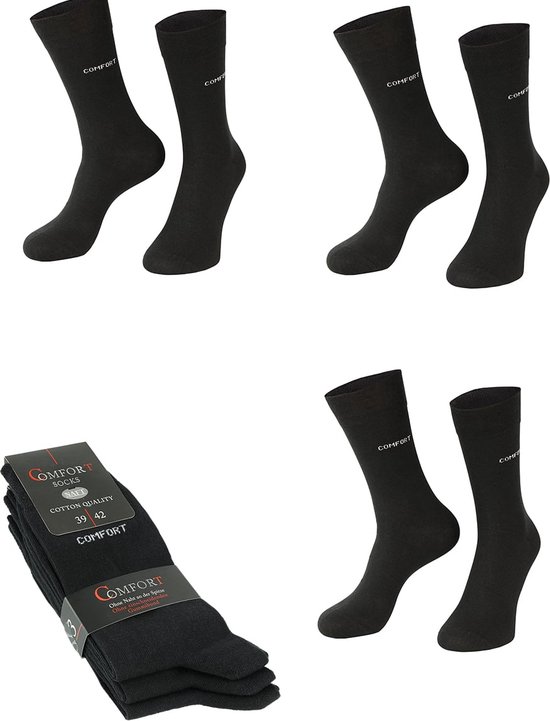 3 paar | zwarte diabetes sokken | zonder knellende boord