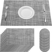 Placemat, grijs, afwasbaar, 6-delige set, mooie Pasen, placemats, afwasbaar, slijtvast, hittebestendig, voor keuken, thuis, restaurant, eettafel, 45 x 30 cm