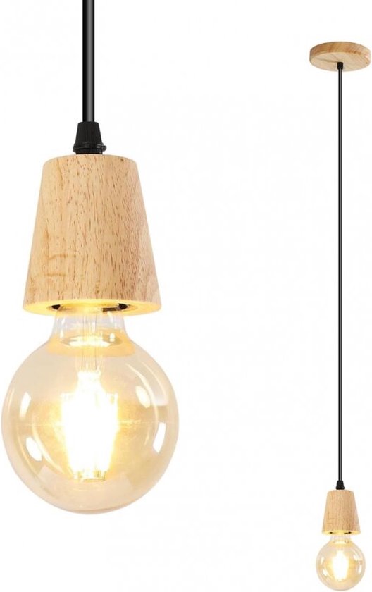 Transformeer je interieur met de moderne hanglamp Ando in zwart metaal en hout. ✓ Snelle levering ✓ 2 jaar garantie