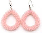 Dielay - Oorbellen met Glaskralen - Facet Geslepen - Oorhangers - 4,5x3,5 cm - Roze