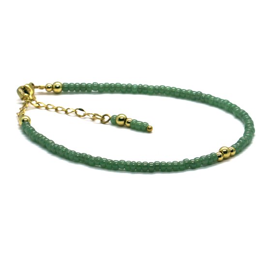 Bracelets de cheville vert - acier inoxydable doré - 3mm