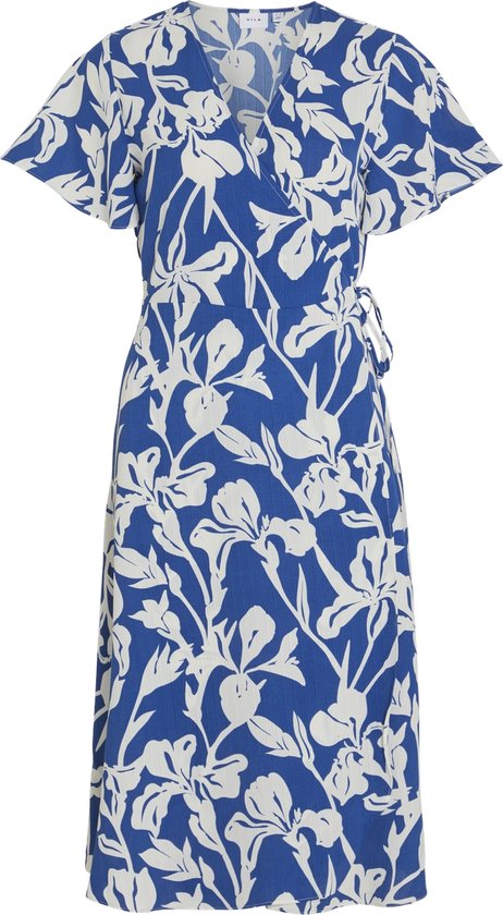 Vila Jurk Vilovie S/s Wrap Midi Dress - Noos 14059666 True Blue/ellis Dames Maat - 40