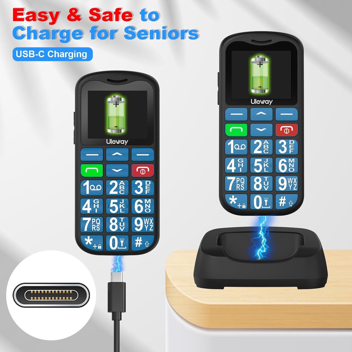 Senioren Telefoon Grote Toetsen - Senioren GSM - SOS knop - Prepaid Te