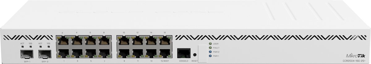 Mikrotik CCR2004-16G-2S+ bedrade router 16 Gigabit Ethernet Wit