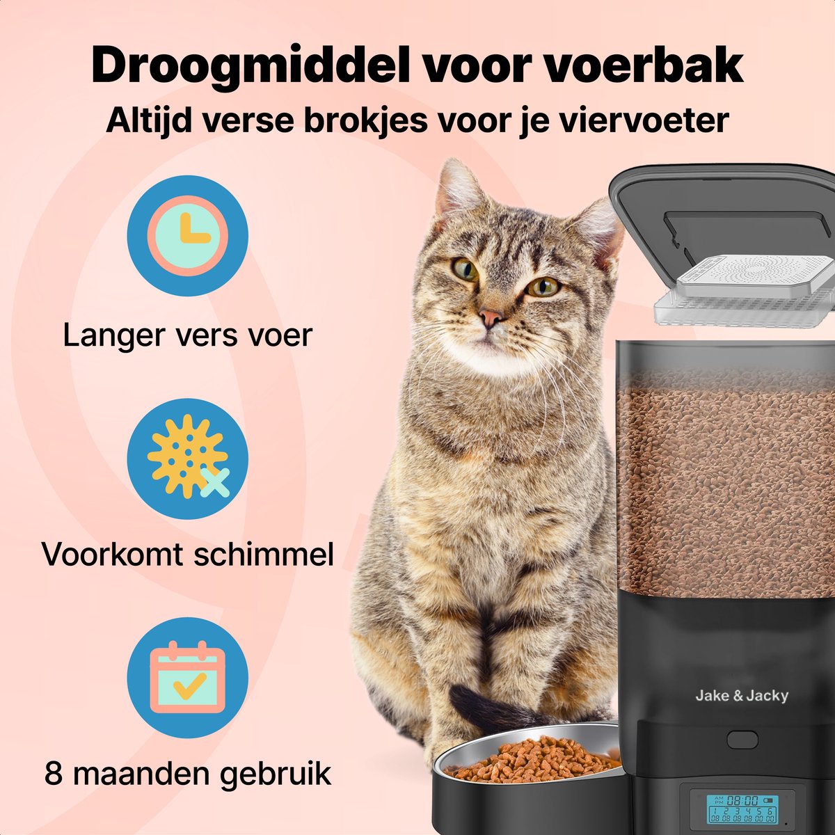 Afbeelding 2 van Jake & Jacky Droogmiddel Voor Automatische Voerbak - Silicagel - Navulling - 6 Stuks