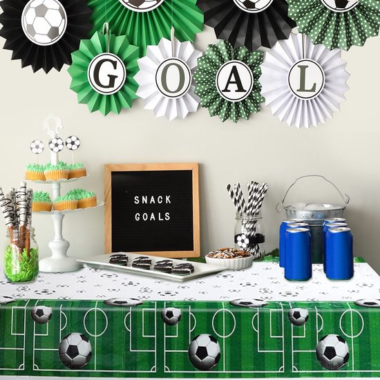 Voetbaltafelkleed, 2 stuks, 137 x 274 cm, voetbalfeesttafelkleed