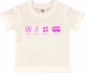 Shirt Aankondiging zwangerschap Rebus Ik word grote zus | korte mouw | wit/fluor pink | maat 98/104 zwangerschap aankondiging bekendmaking Baby big sis sister Grote Zus