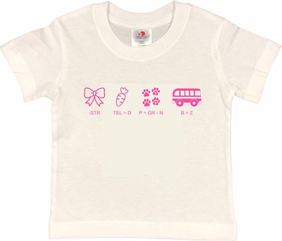 Shirt Aankondiging zwangerschap Rebus Ik word grote zus | korte mouw | wit/roze | maat 110/116 zwangerschap aankondiging bekendmaking Baby big sis sister