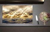Inductieplaat Beschermer - Abstract Schilderij van Wolken Drijvend in de Zee - 90x55 cm - 2 mm Dik - Inductie Beschermer - Bescherming Inductiekookplaat - Kookplaat Beschermer van Wit Vinyl