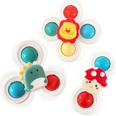 3Pc Set Zuignap Draaiende Cartoon Dieren Spinner Speelgoed Voor Kinderen Raam Hoge Stoel Lade Bad Tafel Reizen Voor Kinderen Cadeau - Mushroom