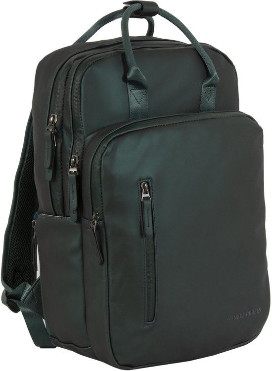 New Rebels William Milwaukee Metallic Groen 18L Rugzak Waterafstotend Laptop 15.6 Schooltas - Update: sterke ritsen