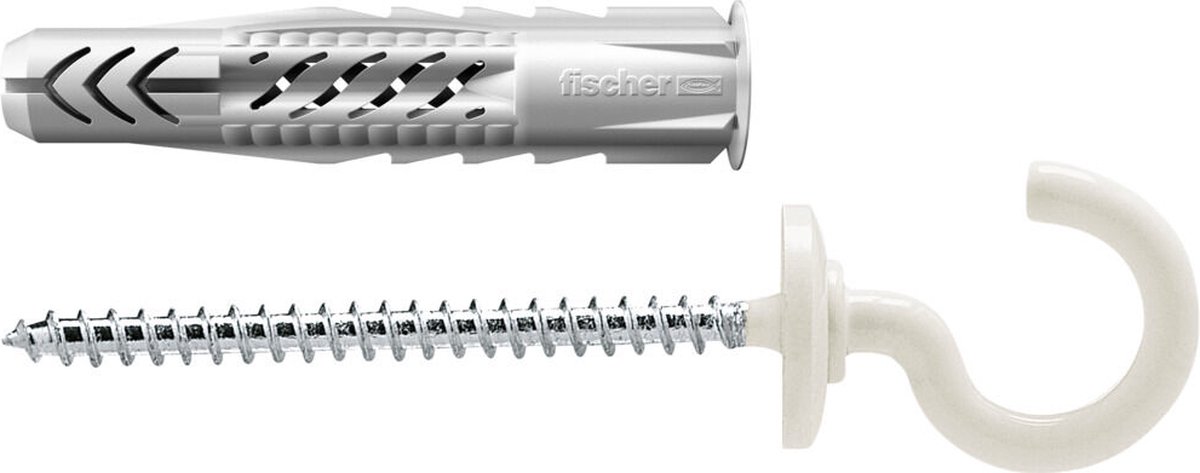 Fischer 25x Universele plug UX 8X50 RH N met rand en ronde haak, nylon gecoat - 94412