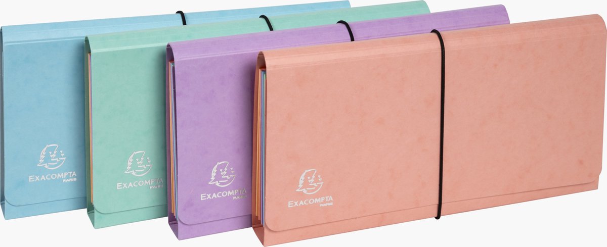 Exacompta AQUAREL Sorteermap multicolor karton - 6 vakken -26x13cm - Geassorteerd - 58660E
